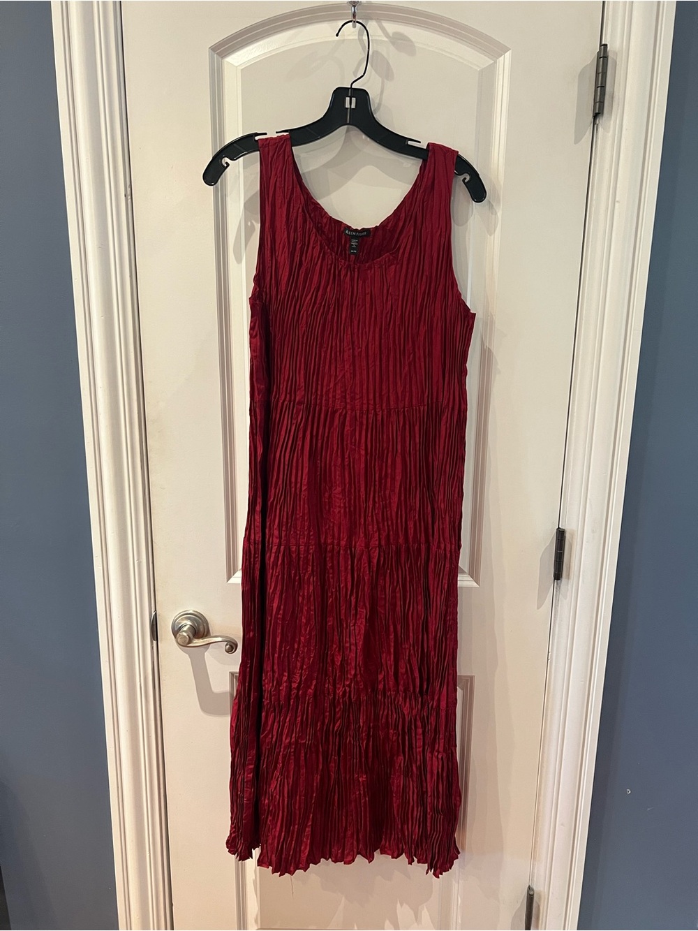 Eileen Fisher Crinkled Sleeveless Maxi Dress - Wine XL